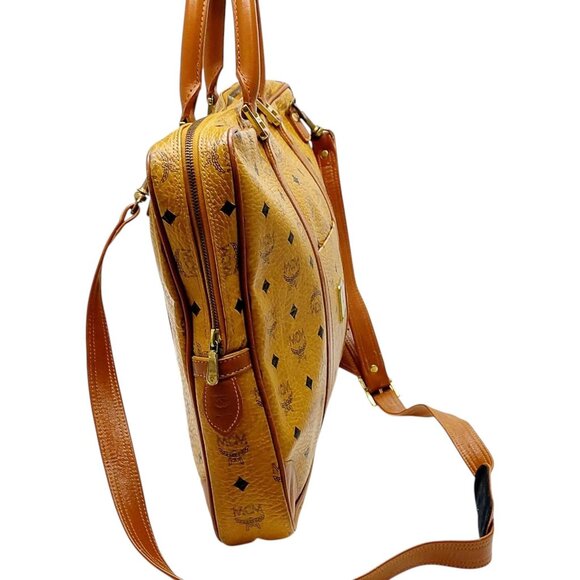 (L4) Authentic MCM Crossbody Bag Brown PVC Luxury Vintage Designer Handbag - Picture 2 of 9